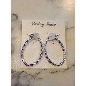 Sterling Silver Twisted Hoop Earrings